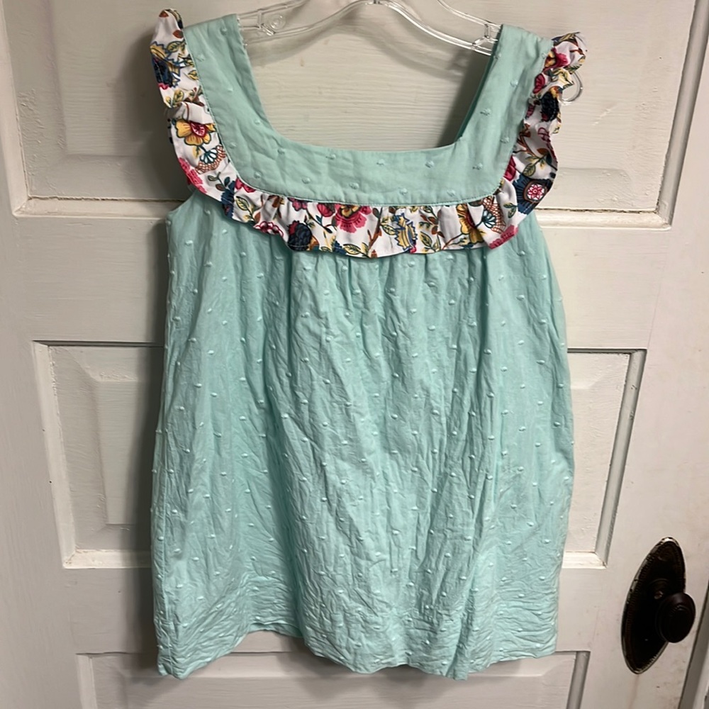 The Oaks Apparel dress. Mint with floral motif. Size 5
